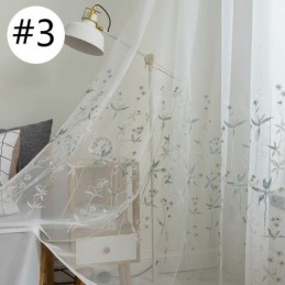 Moderner Dekorativer Transparenter Vorhang, Maßgefertigt, Mit Pflanzen Bestickte Tüllvorhänge Für Schlafzimmer