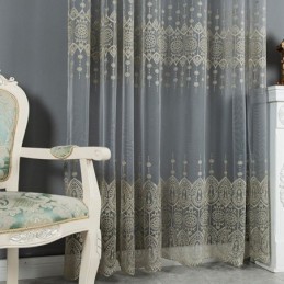Geometrischer Tüllvorhang Nach Maß, Nordisch Bestickt, Zarte Fensterbehandlung, Tenda