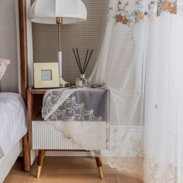 Blumen-Tüllvorhänge, Weißer Voile, Durchsichtig, Für Wohnzimmer