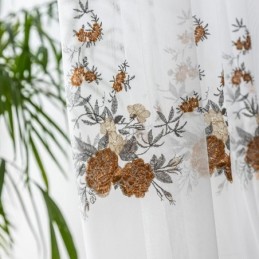 Blumen-Tüllvorhänge, Weißer Voile, Durchsichtig, Für Wohnzimmer