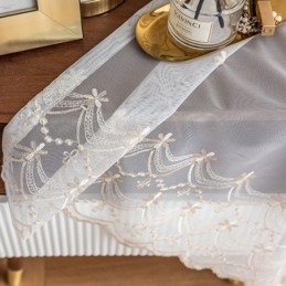 Blumen-Tüllvorhänge, Weißer Voile, Durchsichtig, Für Wohnzimmer