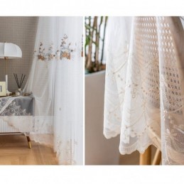 Blumen-Tüllvorhänge, Weißer Voile, Durchsichtig, Für Wohnzimmer