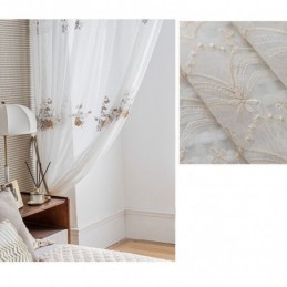 Blumen-Tüllvorhänge, Weißer Voile, Durchsichtig, Für Wohnzimmer