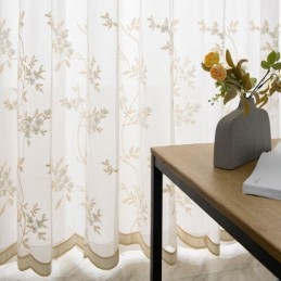 Bestickte Tüllvorhänge Pflanzen-Voile-Vorhang Maßgefertigter Vorhang Für Wohnzimmer