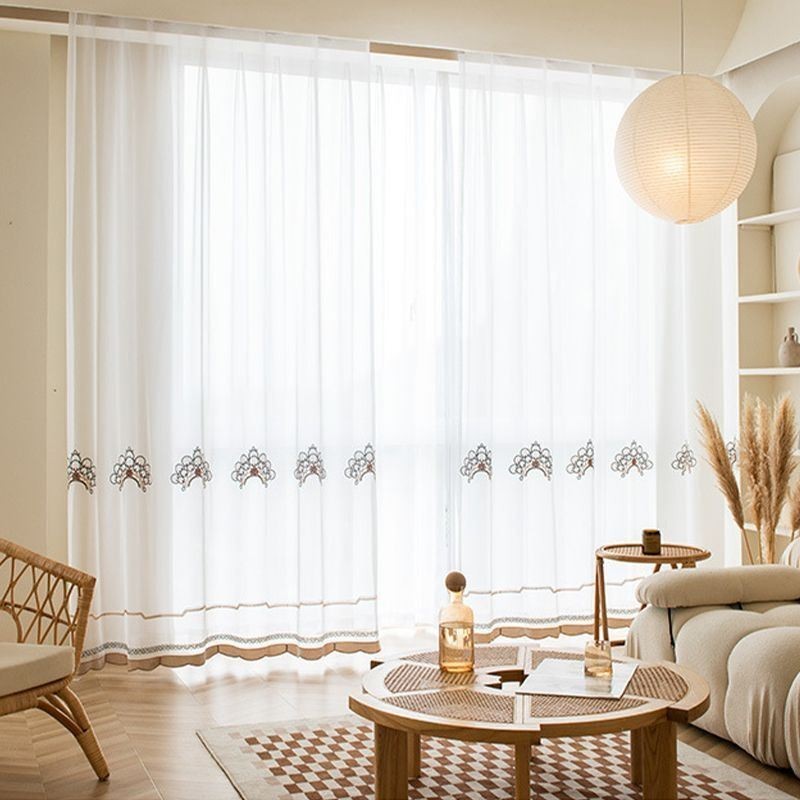 Bestickte Transparente Tüllvorhänge, Elegante Vorhänge, Cortinas Für Wohnzimmer