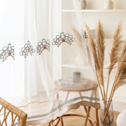 Bestickte Transparente Tüllvorhänge, Elegante Vorhänge, Cortinas Für Wohnzimmer