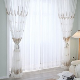 Bestickte Transparente Tüllvorhänge, Turm-Voile-Vorhang, Maßgefertigter Vorhang Für Wohnzimmer