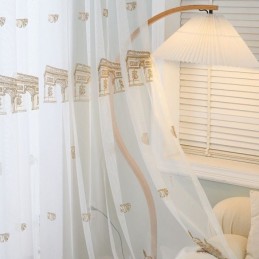 Bestickte Transparente Tüllvorhänge, Turm-Voile-Vorhang, Maßgefertigter Vorhang Für Wohnzimmer