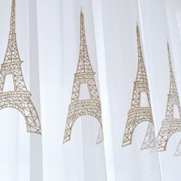 Bestickte Transparente Tüllvorhänge, Turm-Voile-Vorhang, Maßgefertigter Vorhang Für Wohnzimmer