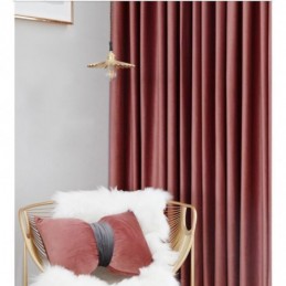 Minimalistischer Roter Flanell-Verdunkelungsvorhang, Maßgefertigt, Einfarbiger Stoff, Für Wohnzimmer Und Schlafzimmer