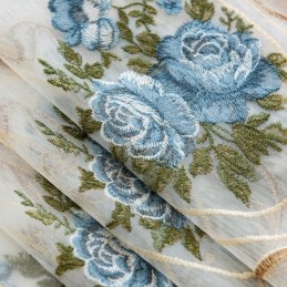 Floraler Fenstervorhang Nach Maß, Bestickter Tüllvorhang Für Wohnzimmer