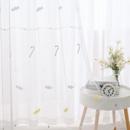 Dekorativer Transparenter Vorhang Nach Maß, Candy Bestickte Tüllvorhänge Für Schlafzimmer
