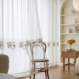 Bestickte Tüllvorhänge Schmetterlings-Voile-Vorhang Maßgefertigter Vorhang Für Wohnzimmer