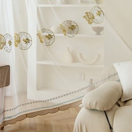 Bestickte Tüllvorhänge Schmetterlings-Voile-Vorhang Maßgefertigter Vorhang Für Wohnzimmer