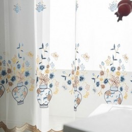 Bestickte Tüllvorhänge, Floraler Voile-Vorhang, Maßgefertigter Vorhang Für Wohnzimmer