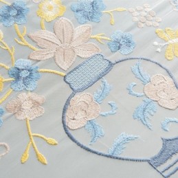 Bestickte Tüllvorhänge, Floraler Voile-Vorhang, Maßgefertigter Vorhang Für Wohnzimmer