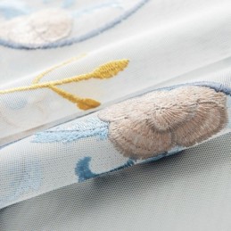Bestickte Tüllvorhänge, Floraler Voile-Vorhang, Maßgefertigter Vorhang Für Wohnzimmer