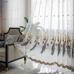 Pfau Stickerei Tüll Vorhang Maßgeschneiderte Vorhang Europäischen Luxus Sheer Voile Wohnzimmer