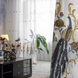 Pfau Stickerei Tüll Vorhang Maßgeschneiderte Vorhang Europäischen Luxus Sheer Voile Wohnzimmer