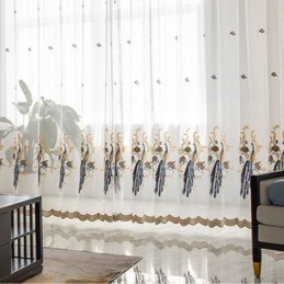 Pfau Stickerei Tüll Vorhang Maßgeschneiderte Vorhang Europäischen Luxus Sheer Voile Wohnzimmer