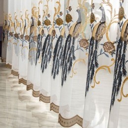 Pfau Stickerei Tüll Vorhang Maßgeschneiderte Vorhang Europäischen Luxus Sheer Voile Wohnzimmer