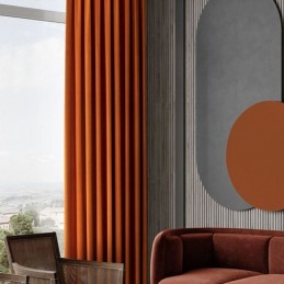 Orangefarbener Flanell-Verdunkelungsvorhang, Maßgefertigt, Minimalistischer Massivstoff, Für Wohnzimmer Und Schlafzimmer