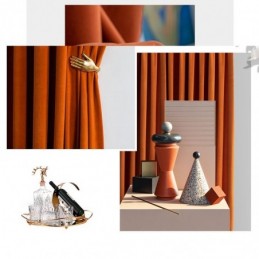 Orangefarbener Flanell-Verdunkelungsvorhang, Maßgefertigt, Minimalistischer Massivstoff, Für Wohnzimmer Und Schlafzimmer