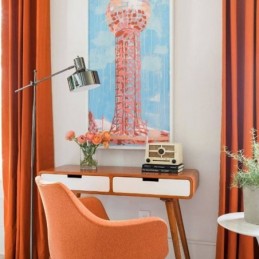 Orangefarbener Flanell-Verdunkelungsvorhang, Maßgefertigt, Minimalistischer Massivstoff, Für Wohnzimmer Und Schlafzimmer