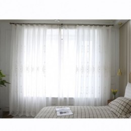 Atmungsaktive Gardine Nach Maß Vorhang Weiß All Match Stickerei Wohnzimmer