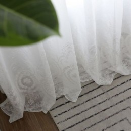 Atmungsaktive Gardine Nach Maß Vorhang Weiß All Match Stickerei Wohnzimmer