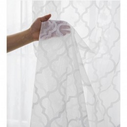 Weiße Geometrische Spitzenvorhänge, Transparent, Für Wohnzimmer Und Schlafzimmer