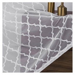 Weiße Geometrische Spitzenvorhänge, Transparent, Für Wohnzimmer Und Schlafzimmer
