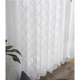 Weiße Geometrische Spitzenvorhänge, Transparent, Für Wohnzimmer Und Schlafzimmer