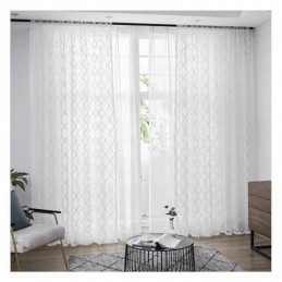 Weiße Geometrische Spitzenvorhänge, Transparent, Für Wohnzimmer Und Schlafzimmer