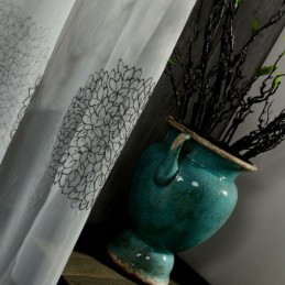 Atmungsaktiver Transparenter Vorhang, Maßgefertigter Vorhang, Blumencluster-Stickerei, Wohnzimmer