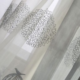Atmungsaktiver Transparenter Vorhang, Maßgefertigter Vorhang, Blumencluster-Stickerei, Wohnzimmer