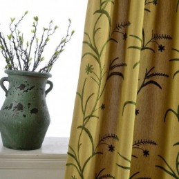Verdunkelungsvorhang Aus Baumwollleinen, Maßgefertigt, Vorhang, Gelb, Raumverdunkelung, Wohnzimmer, Schlafzimmer