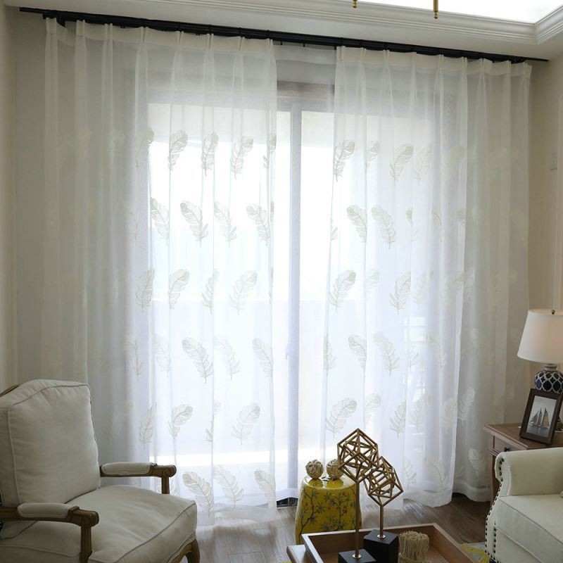 Feder Stickerei Schiere Vorhang Maßgefertigt Vorhang Minimalistischen Voile Wohnzimmer Schlafzimmer
