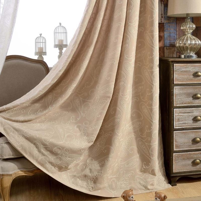 Vintage Halbverdunkelungsvorhang Maßgefertigter Vorhang Luxus Stickerei Wohnzimmer
