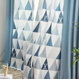 Nordischer Halbverdunkelungsvorhang, Maßgefertigter Vorhang, Dreieck-Print, Wohnzimmer