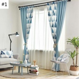 Nordischer Halbverdunkelungsvorhang, Maßgefertigter Vorhang, Dreieck-Print, Wohnzimmer