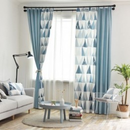 Nordischer Halbverdunkelungsvorhang, Maßgefertigter Vorhang, Dreieck-Print, Wohnzimmer