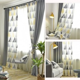 Nordischer Halbverdunkelungsvorhang, Maßgefertigter Vorhang, Dreieck-Print, Wohnzimmer