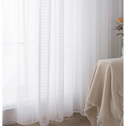 Moderner, Einfarbiger, Weißer Voile-Vorhang, Maßgefertigt, Für Schlafzimmer Und Wohnzimmer