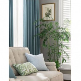 Minimalistischer Blauer Flanell-Verdunkelungsvorhang, Maßgefertigt, Vorhang, Einfarbig, Stoff, Wohnzimmer, Schlafzimmer