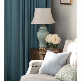 Minimalistischer Blauer Flanell-Verdunkelungsvorhang, Maßgefertigt, Vorhang, Einfarbig, Stoff, Wohnzimmer, Schlafzimmer