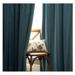 Minimalistischer Blauer Flanell-Verdunkelungsvorhang, Maßgefertigt, Vorhang, Einfarbig, Stoff, Wohnzimmer, Schlafzimmer
