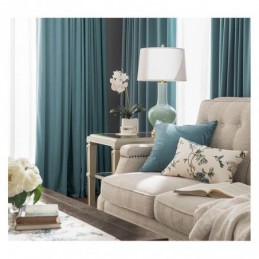Minimalistischer Blauer Flanell-Verdunkelungsvorhang, Maßgefertigt, Vorhang, Einfarbig, Stoff, Wohnzimmer, Schlafzimmer