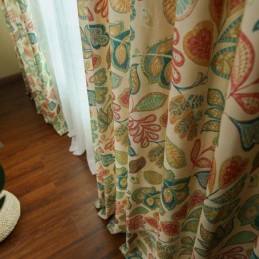 Amerikanischer Retro-Vorhang, Maßgefertigt, Vorhang Mit Abstraktem Blumendruck, Für Schlafzimmer Und Wohnzimmer, Halbverdunkelnder Stoff