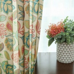 Amerikanischer Retro-Vorhang, Maßgefertigt, Vorhang Mit Abstraktem Blumendruck, Für Schlafzimmer Und Wohnzimmer, Halbverdunkelnder Stoff
